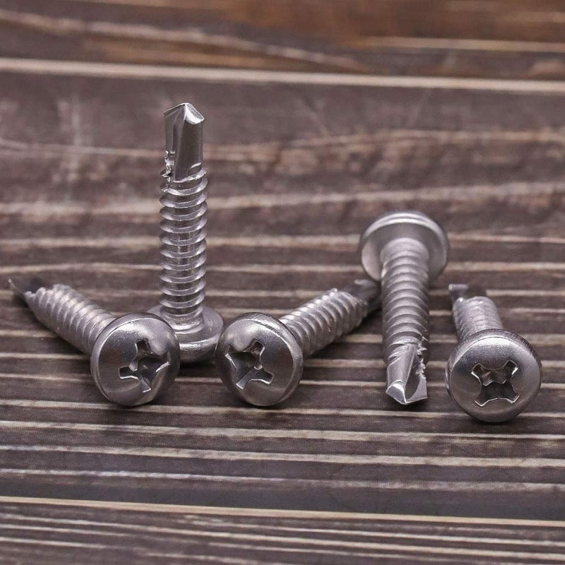 EASTLO #6 x 1/2"" Pan Head Self Drilling Screws  Phillips Drive  410 Stainless Steel Sheet Metal Screws Self Tapping  Dovetail  Pack of 100 - Image 4